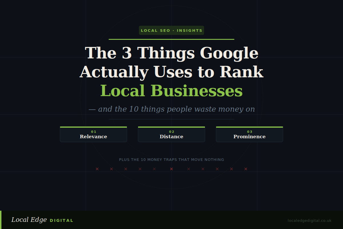 The 3 Things Google Actually Uses to Rank Local Businesses (And the 10 Things People Waste Money On)